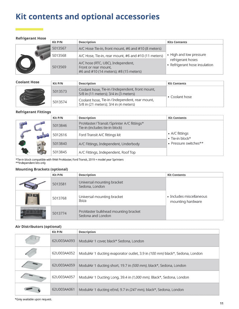 Webasto A/C Hose Kit for Rear Mounted Tie In Systems 5013568A