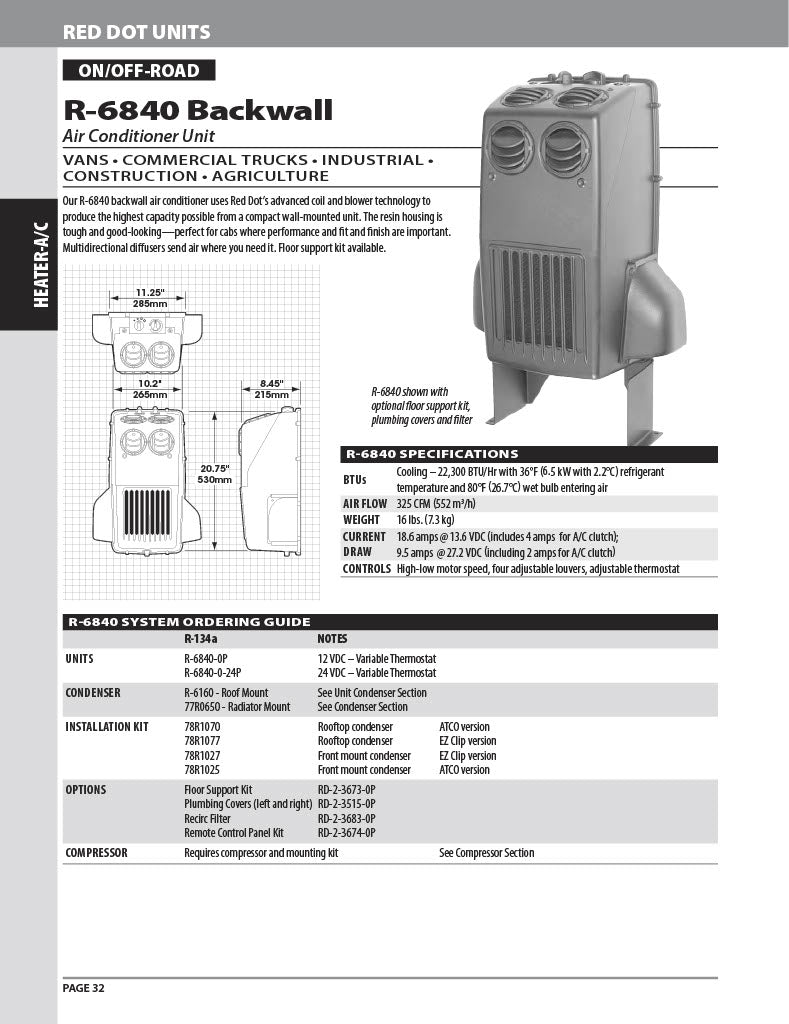 Commercial Truck Heavy Duty A/C Kit with engine driven compressor 90-2-0025