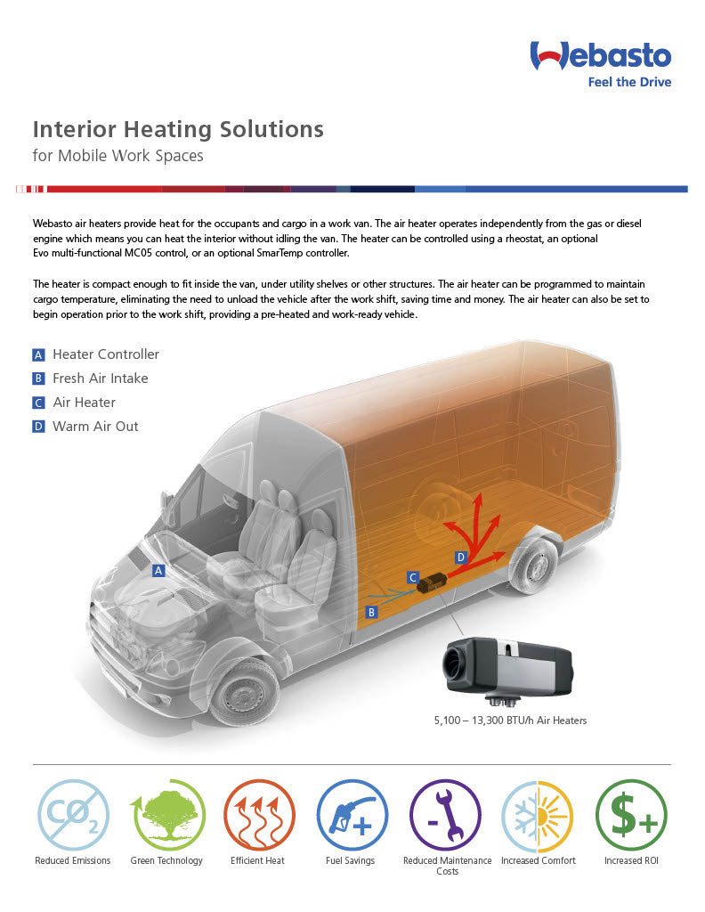 Van Life Webasto 2kW Gasoline Air Heater Kit for Ford Transit & E Series 90-3-0026